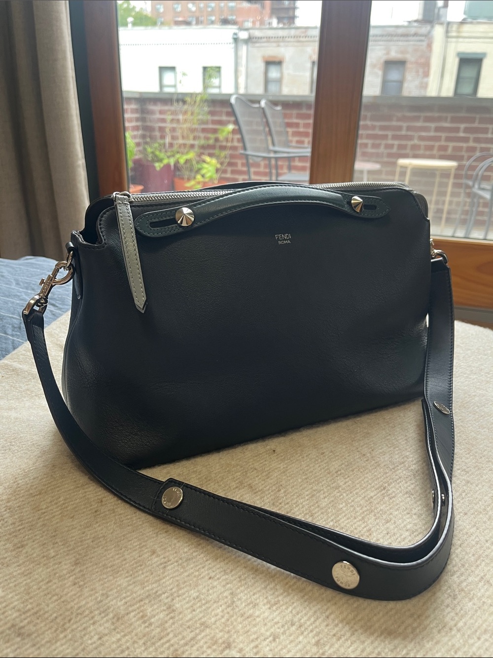 Fendi By The Way Bag in Navy / Light Blue Leather - Picture 8 of 13